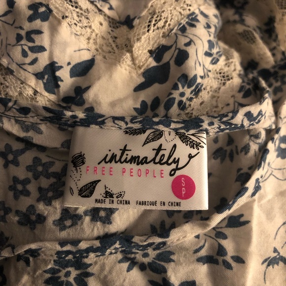 Free People Voile & Lace Trapeze Floral Blue/White Slip Dress - Picture 4 of 4